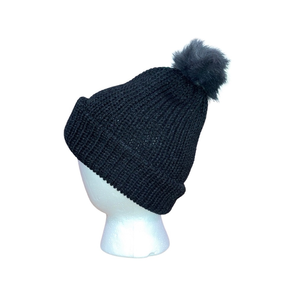 Classic Winter Beanie Black/Gray Pompon